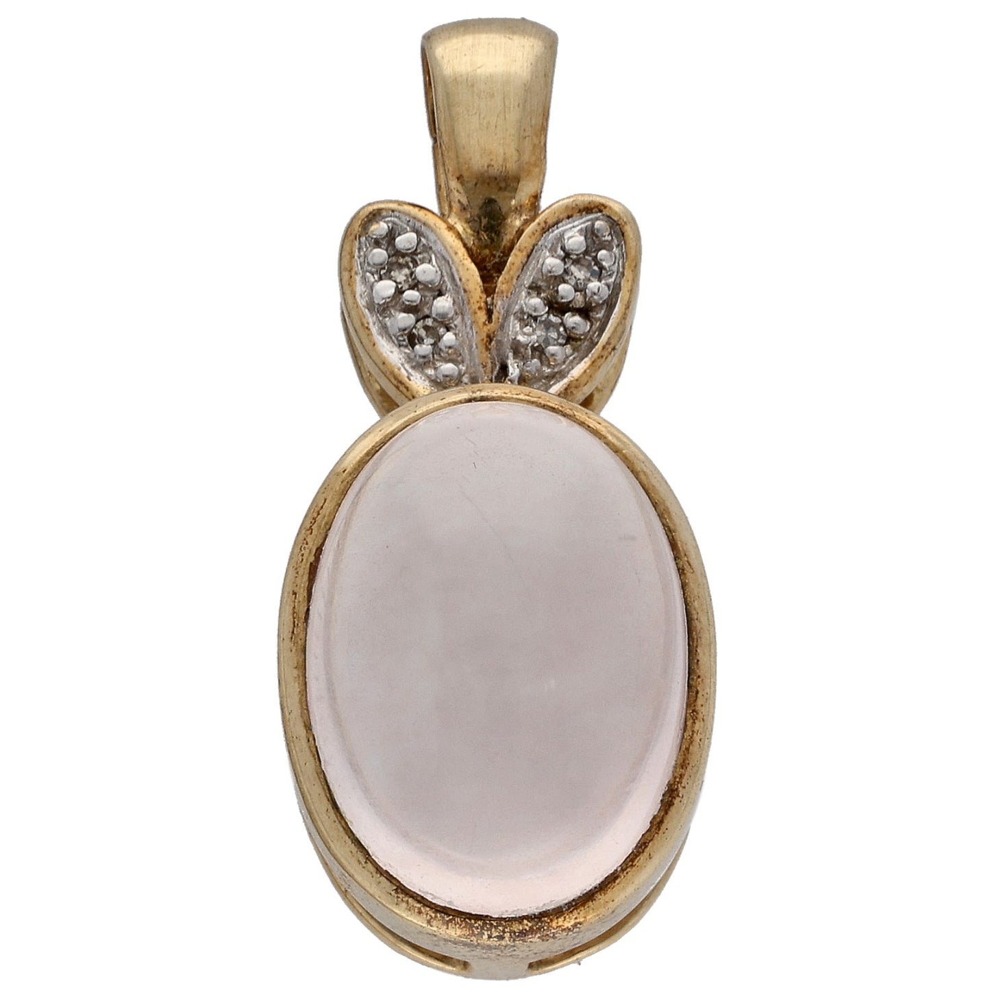 9ct Gold Rose Quartz & 0.04ct Diamond Dress/Cocktail Pendant