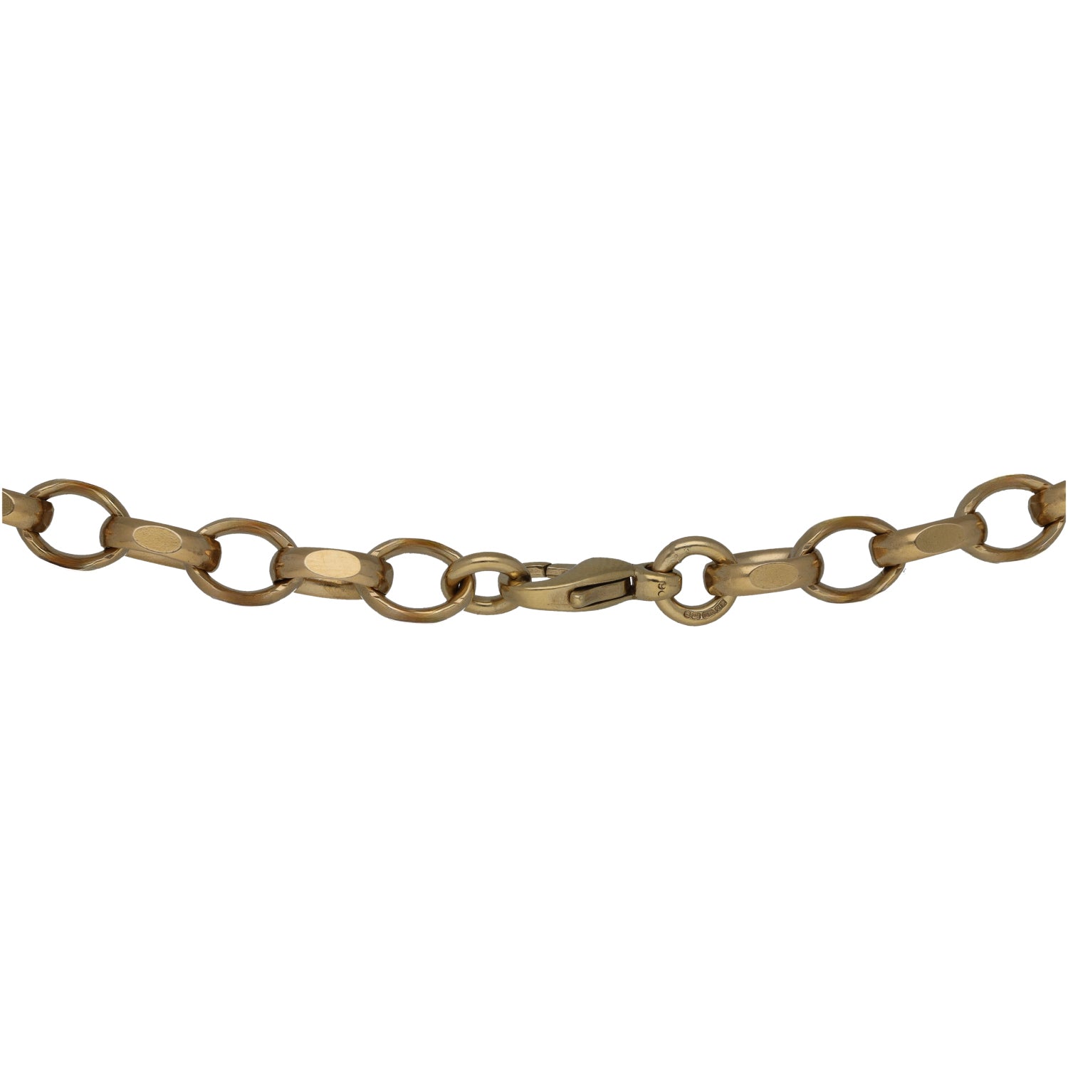 Gold-tone curb-link chain, clasp visible