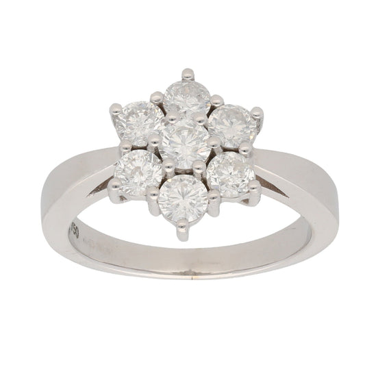 18ct White Gold 1.25ct Diamond Cluster Ring