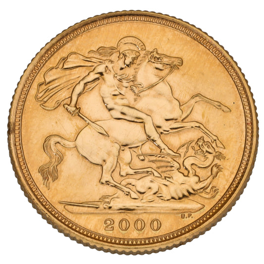 22ct Gold Queen Elizabeth II Full Sovereign Coin 2000