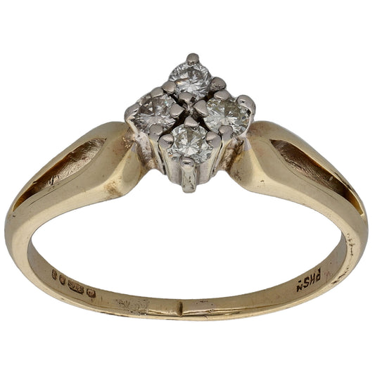 9ct Gold 0.20ct Diamond Dress/Cocktail Ring Size M