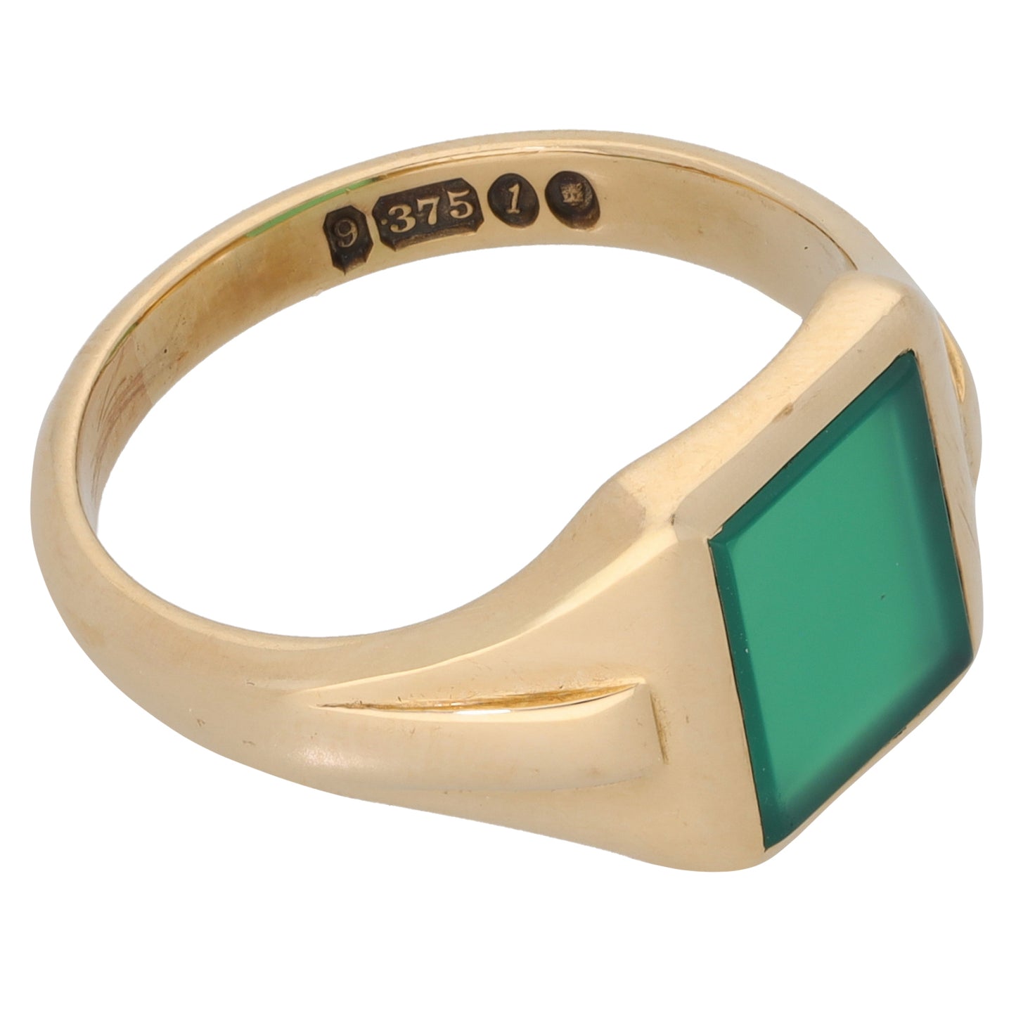 9ct Gold Agate Plain Signet Ring Size R