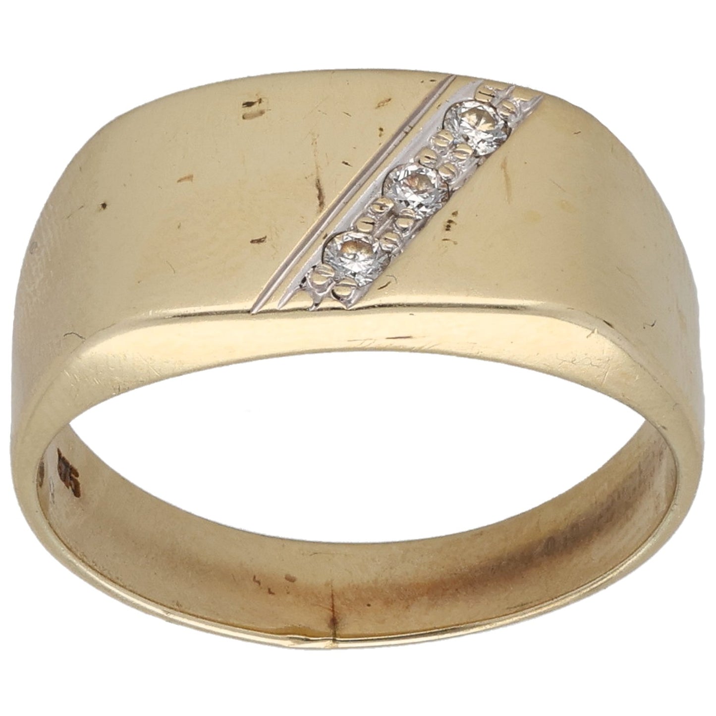 9ct Gold 0.03ct Diamond Signet Ring Size U