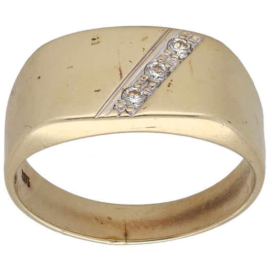 9ct Gold 0.03ct Diamond Signet Ring Size U