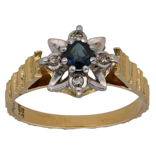 18ct Gold 0.04ct Diamond & Sapphire Dress/Cocktail Ring Size M
