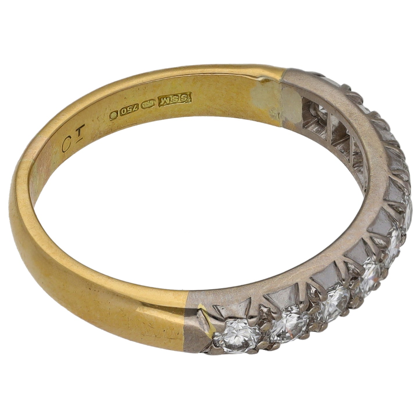 18ct Bicolour Gold 0.70ct Diamond Half Eternity Ring Size N