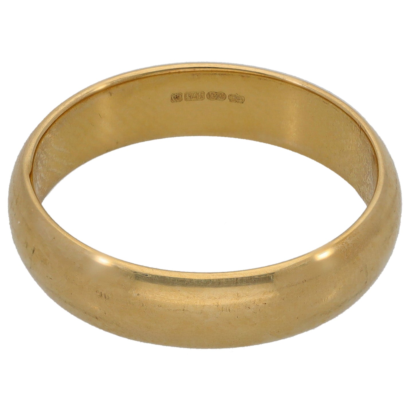 Plain gold wedding band ring, polished flat profile