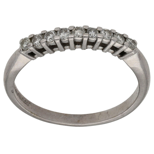 9ct White Gold 0.25ct Diamond Half Eternity Ring Size M