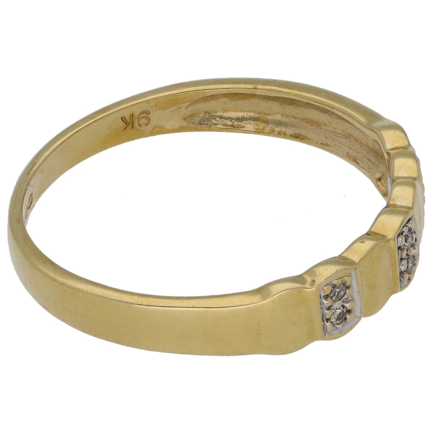9ct Gold 0.03ct Diamond Half Eternity Ring Size Q