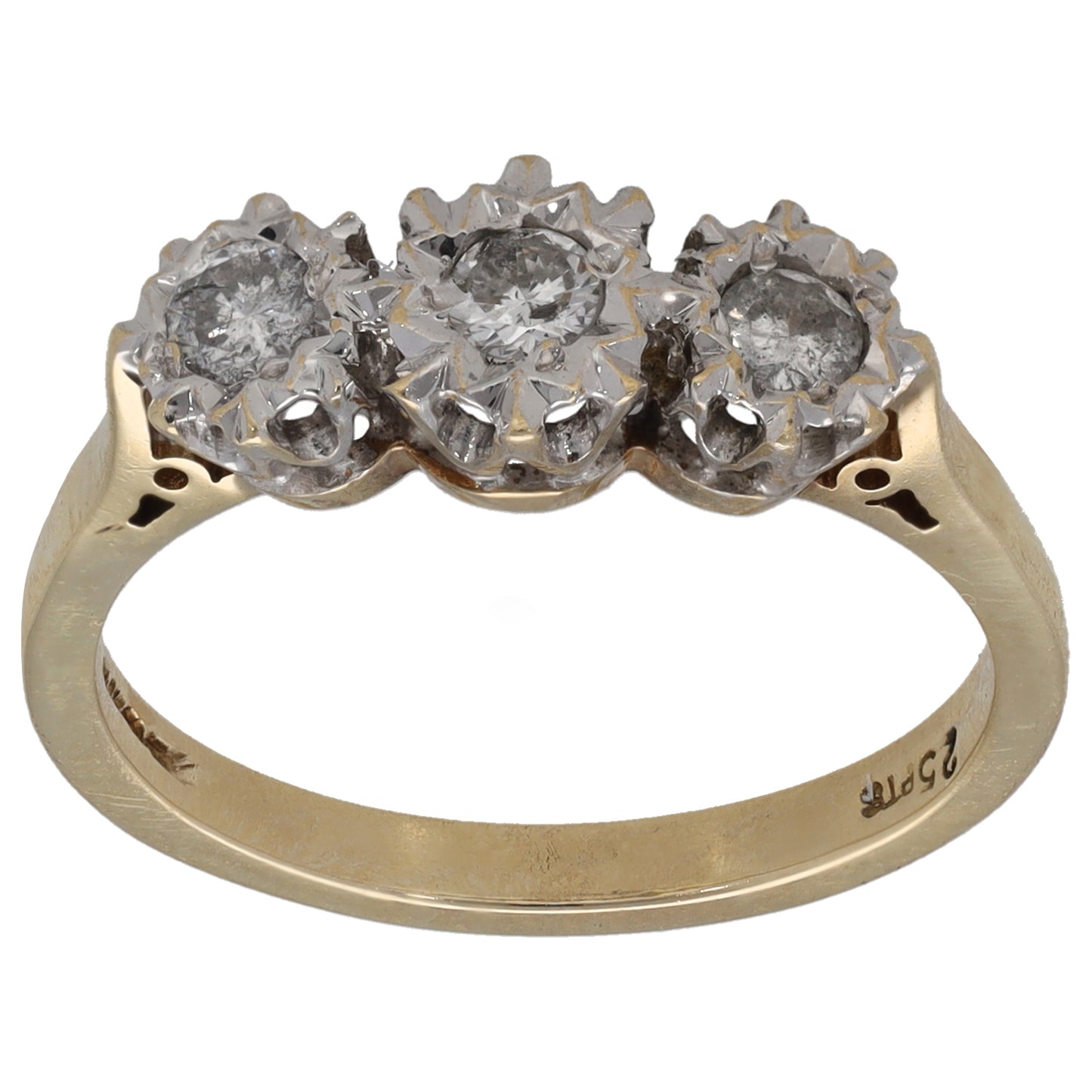 9ct Gold 0.25ct Diamond Trilogy Ring Size M