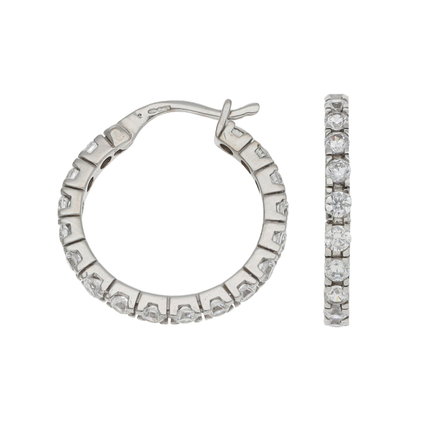 9ct White Gold Cubic Zirconia Hoop Earrings
