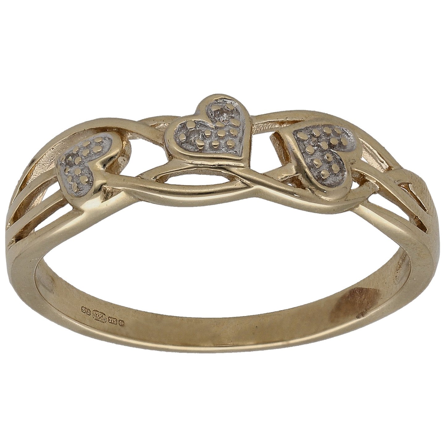 9ct Gold 0.02ct Diamond Dress/Cocktail Ring Size S