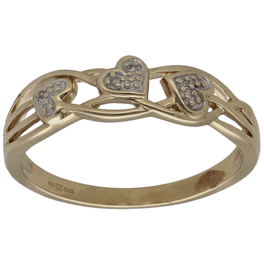 9ct Gold 0.02ct Diamond Dress/Cocktail Ring Size S