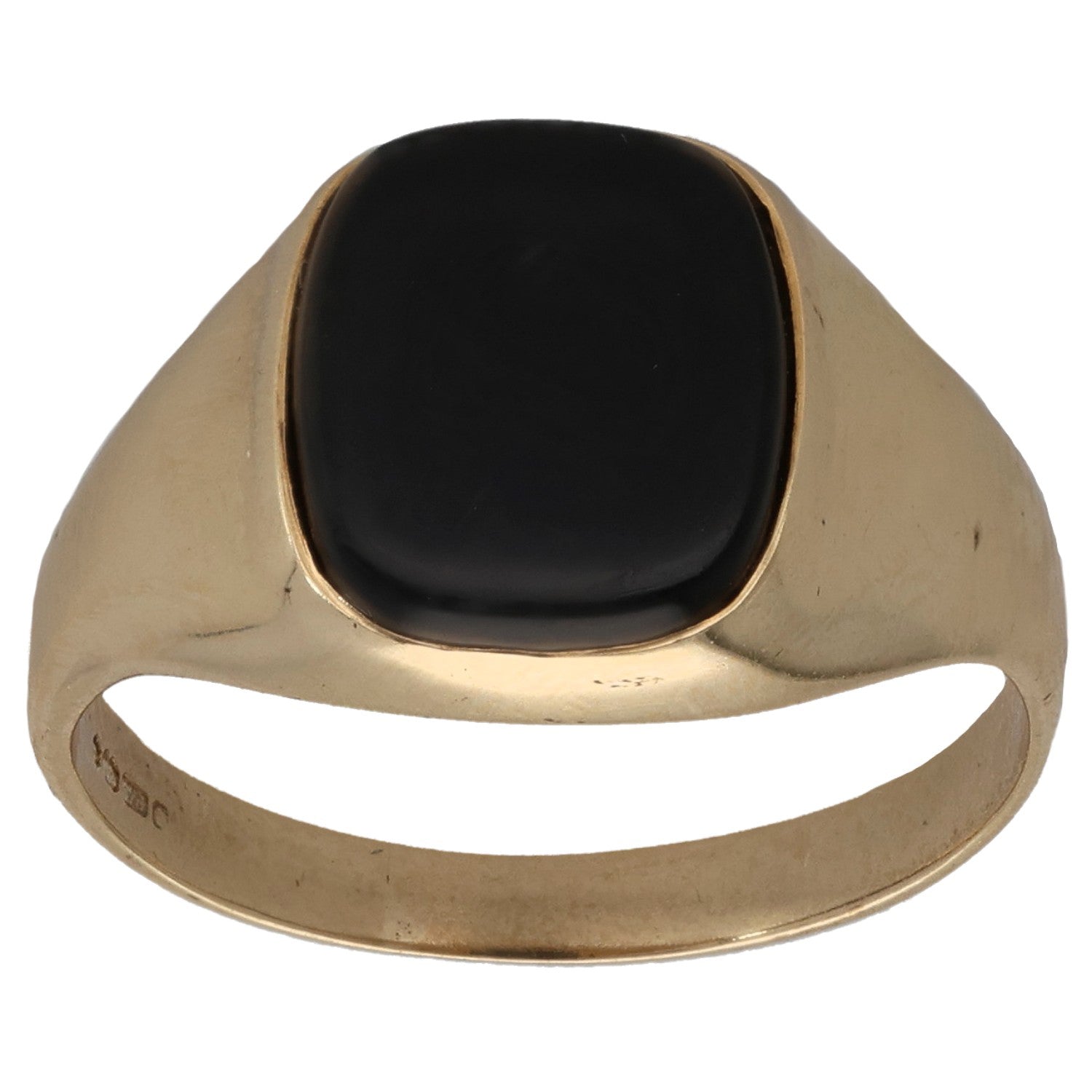 Gold signet ring with black onyx oval face