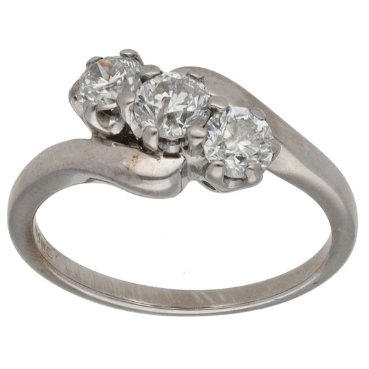 18ct White Gold 1.00ct Diamond Trilogy Ring Size N