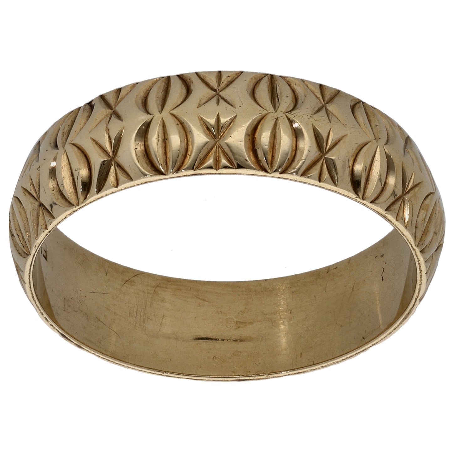 9ct Gold Patterned Wedding Ring Size S