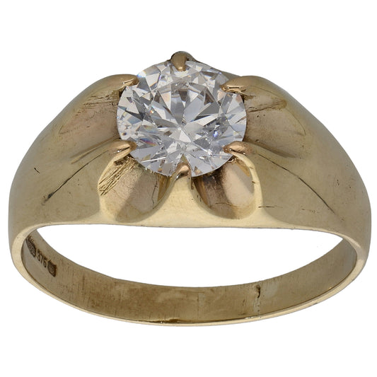 9ct Gold Cubic Zirconia Single Stone Ring Size T