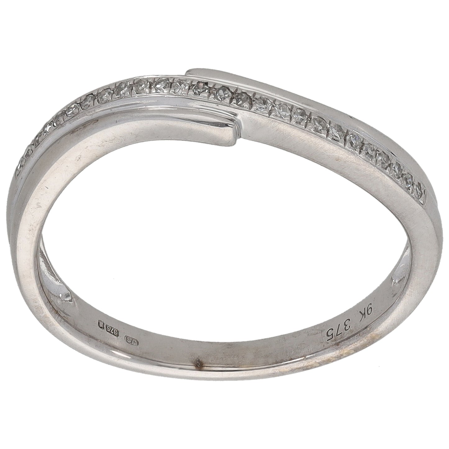 9ct White Gold 0.13ct Diamond Half Eternity Ring Size Q