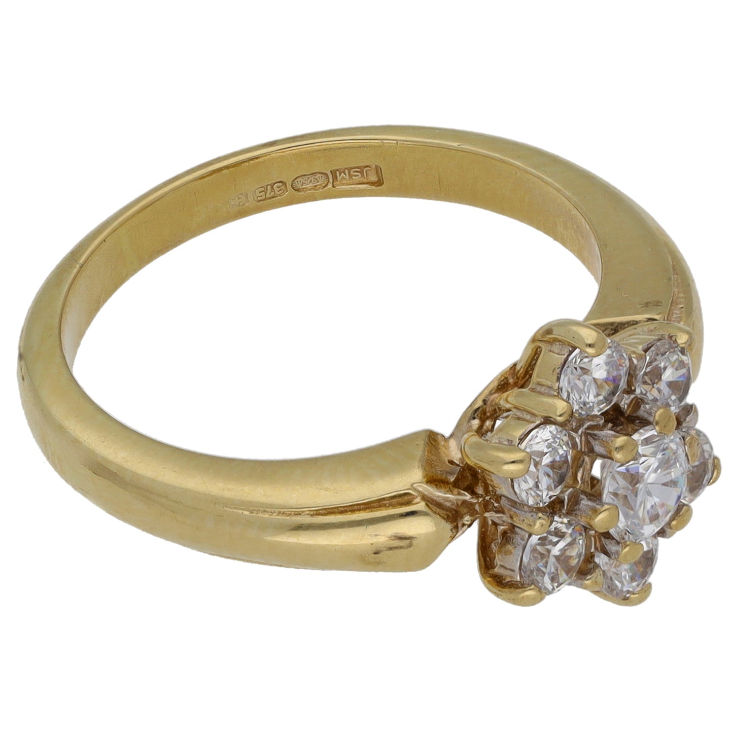 9ct Gold Cubic Zirconia Cluster Ring Size L