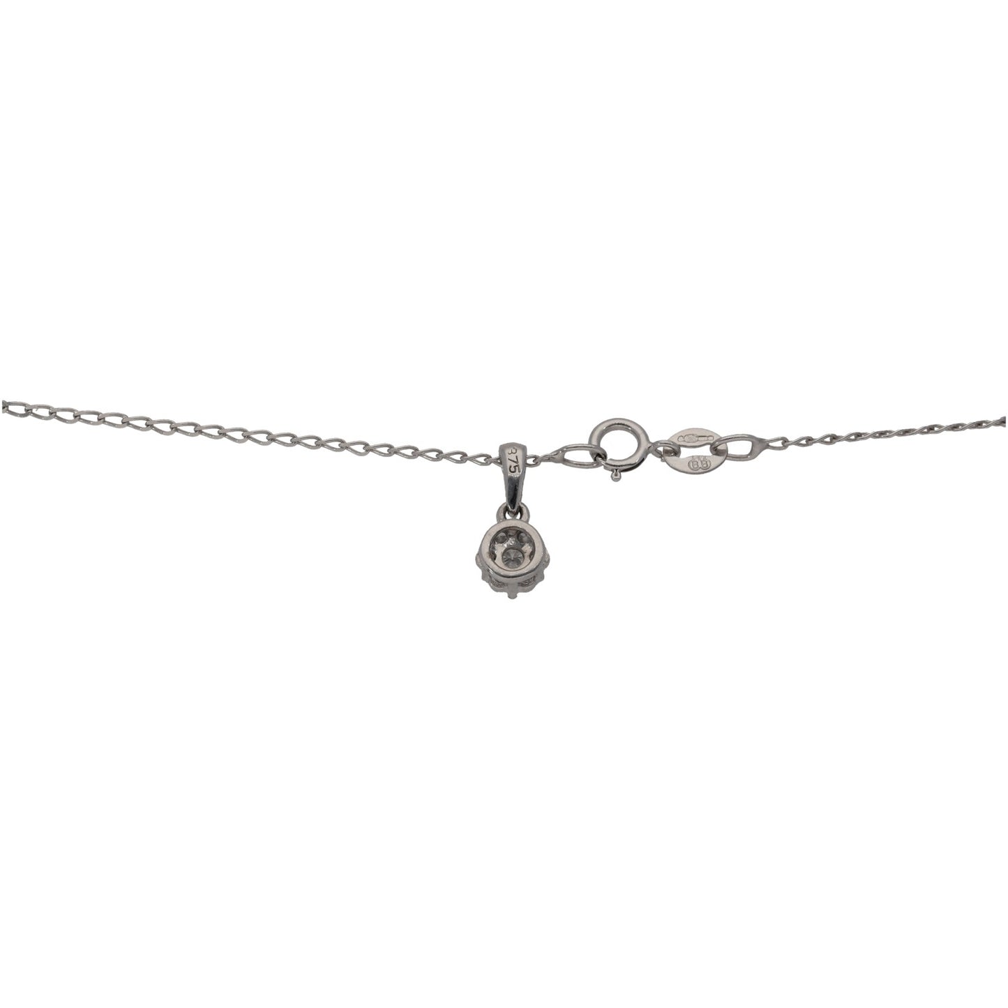 9ct White Gold 0.14ct Diamond Cluster Pendant With Chain