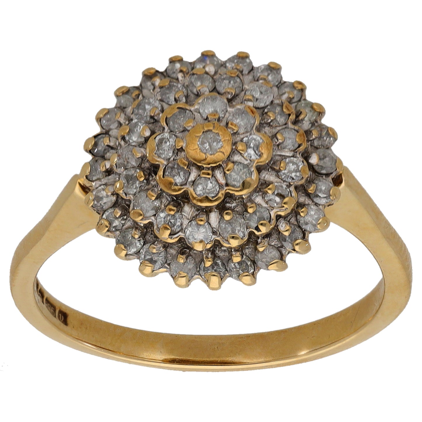 9ct Gold 0.49ct Diamond Cluster Ring Size O
