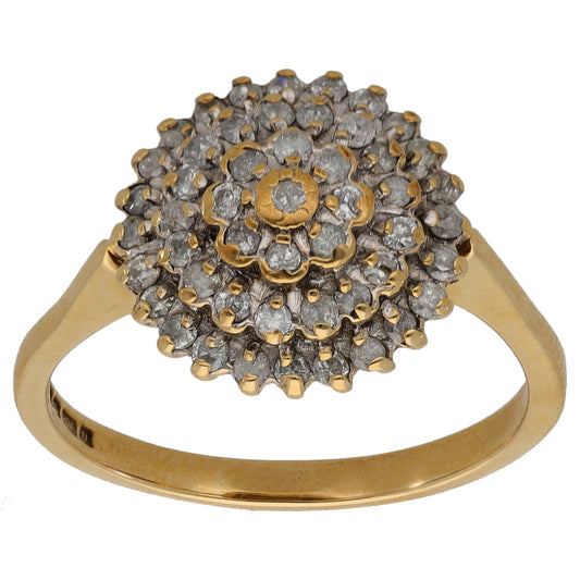 9ct Gold 0.49ct Diamond Cluster Ring Size O