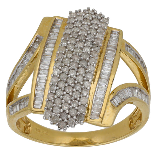 9ct Gold 0.77ct Diamond Dress/Cocktail Ring Size P