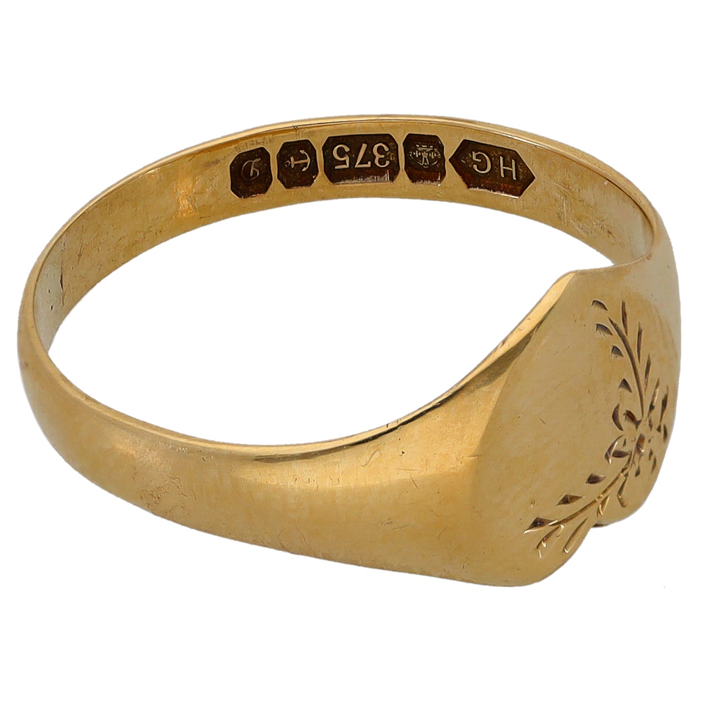 9ct Gold Patterned Signet Ring Size N