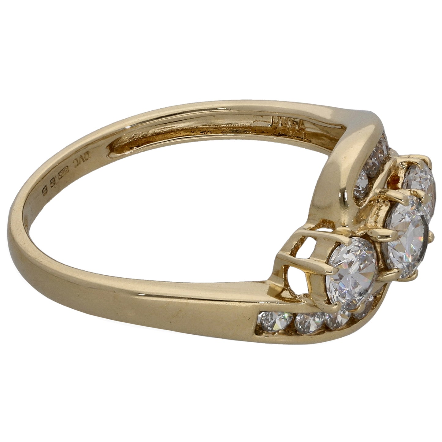 14ct Gold Cubic Zirconia Dress/Cocktail Ring Size P