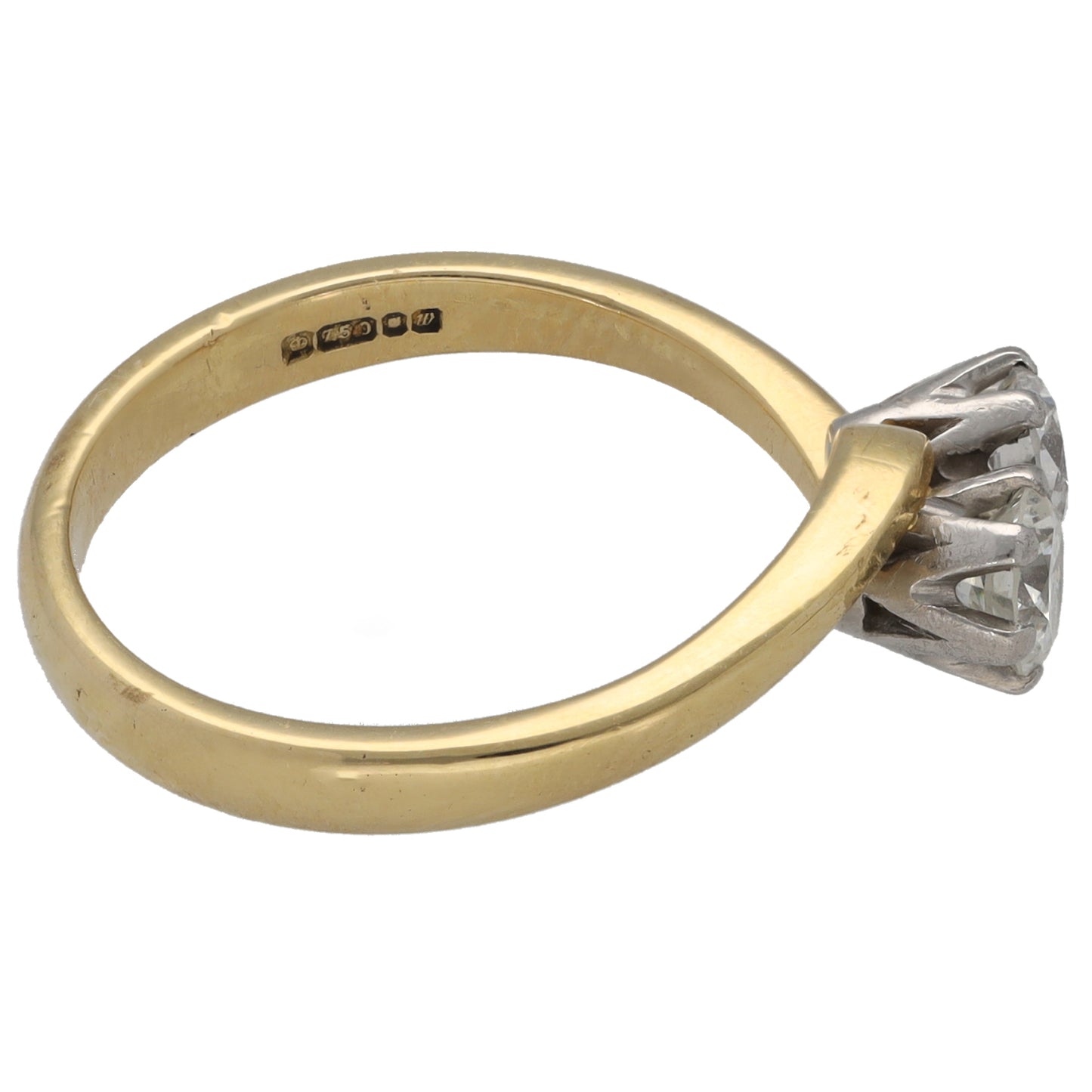 18ct Gold 0.60ct Diamond Two Stone Ring Size M