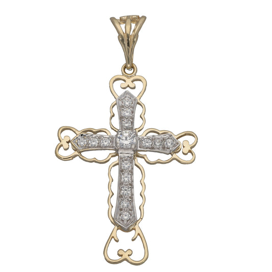 9ct Gold Cubic Zirconia Cross Pendant
