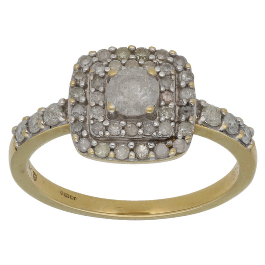 9ct Gold 0.76ct Diamond Halo Ring Size N
