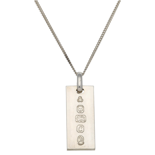 Sterling Silver Ingot Pendant With Chain