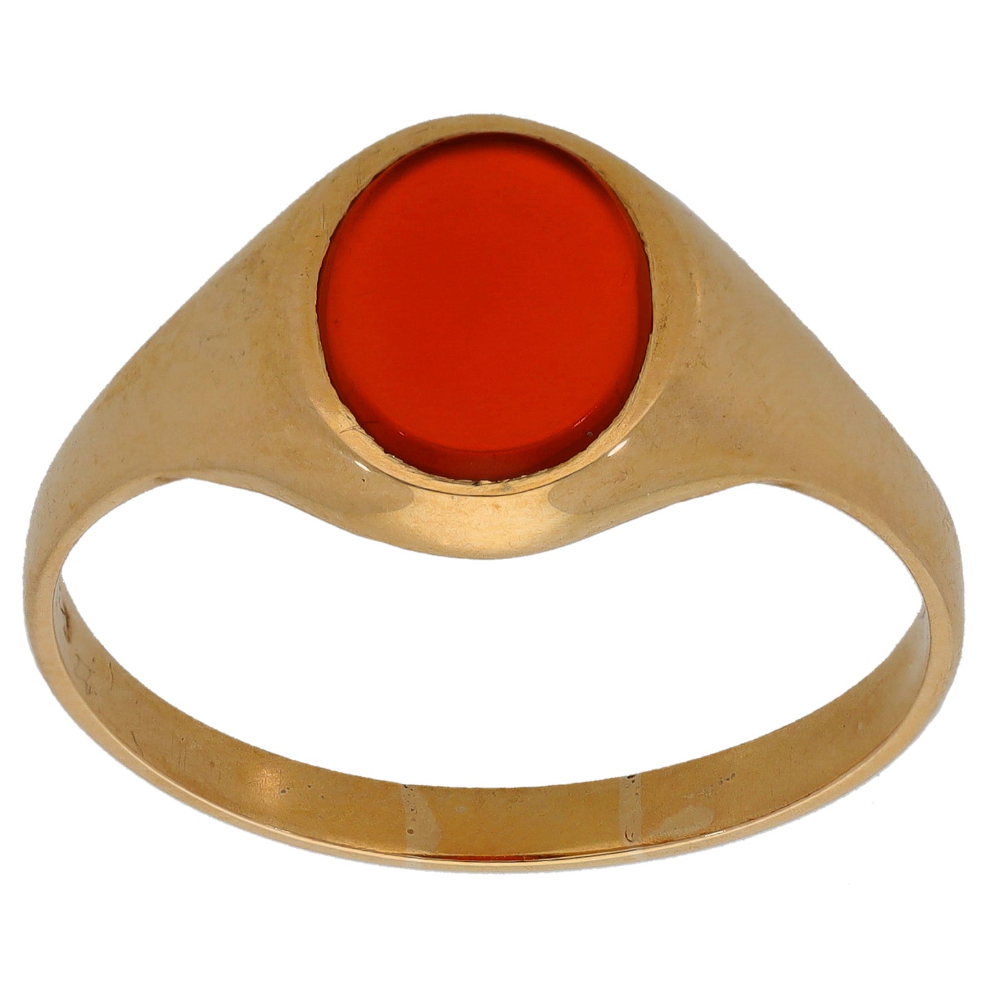 9ct Gold Carnelian Single Stone Signet Ring Size X