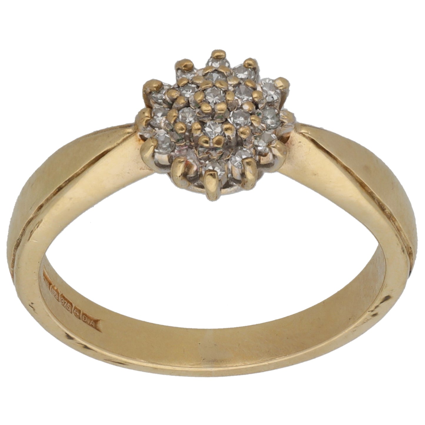 9ct Gold 0.19ct Diamond Cluster Ring Size M