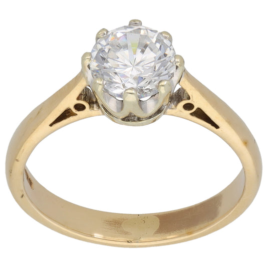 9ct Gold Cubic Zirconia Single Stone Ring Size M