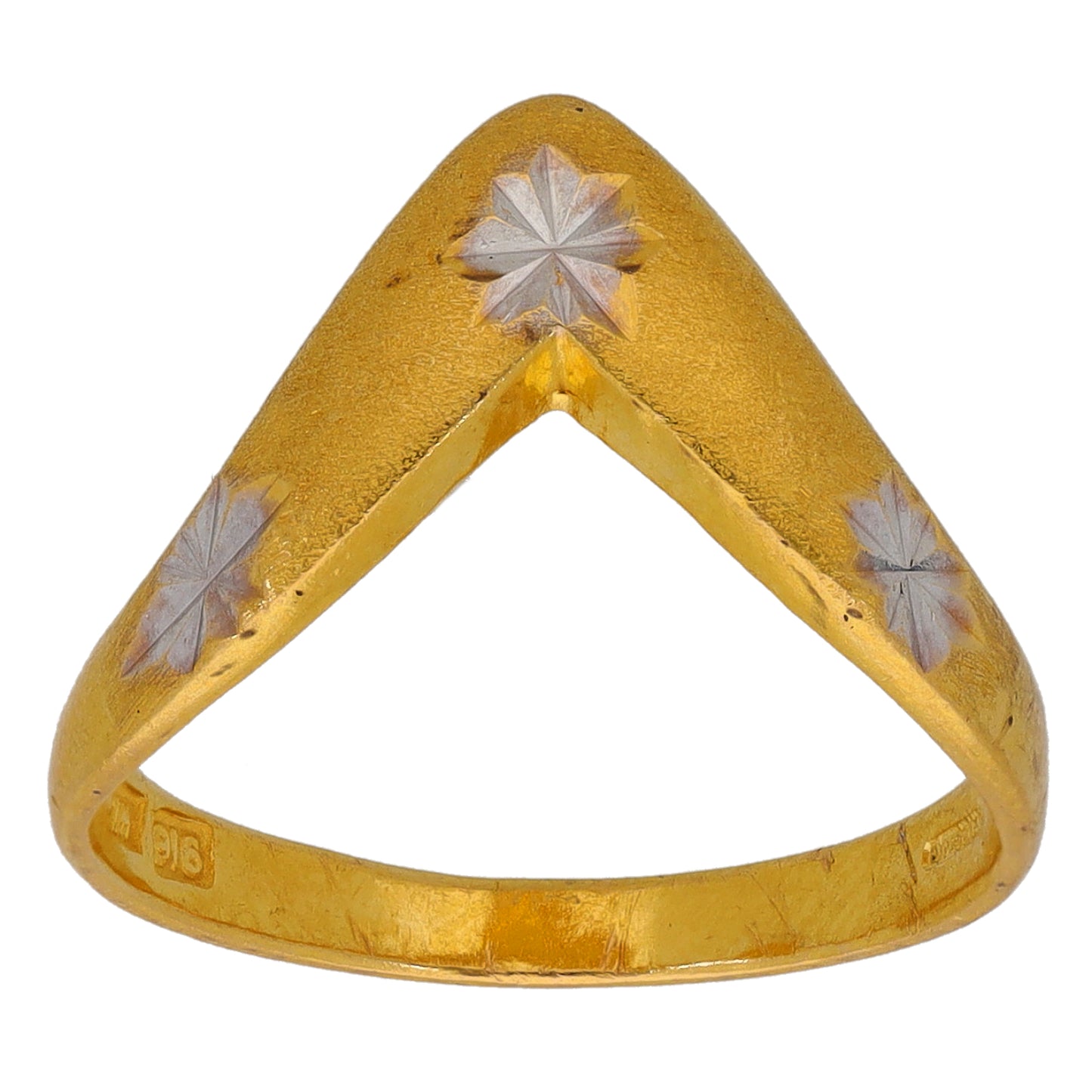22ct Bi-Colour Gold Wishbone Ring Size L