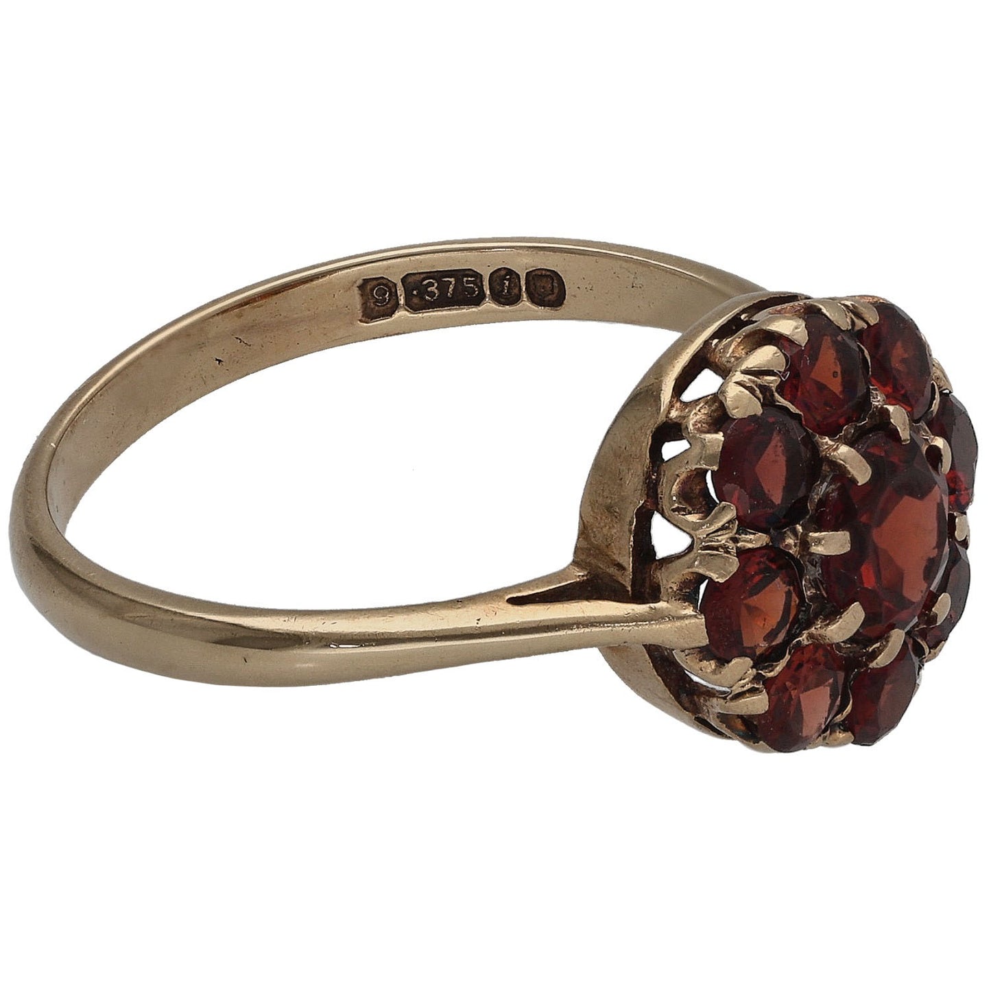9ct Gold Garnet Single Stone Ring With Accents Size O