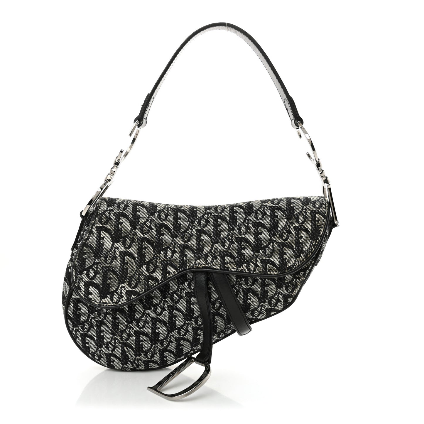 Christian Dior Saddle Oblique Canvas Bag - Black & Grey