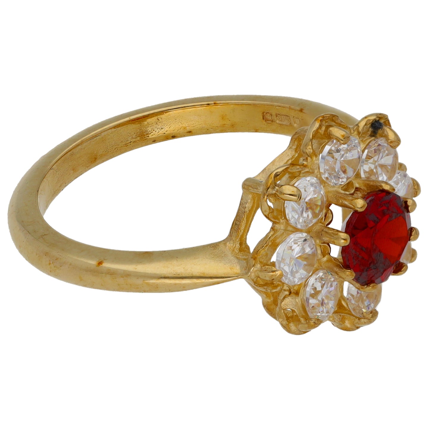 9ct Gold Imitation Gems Dress/Cocktail Ring Size O