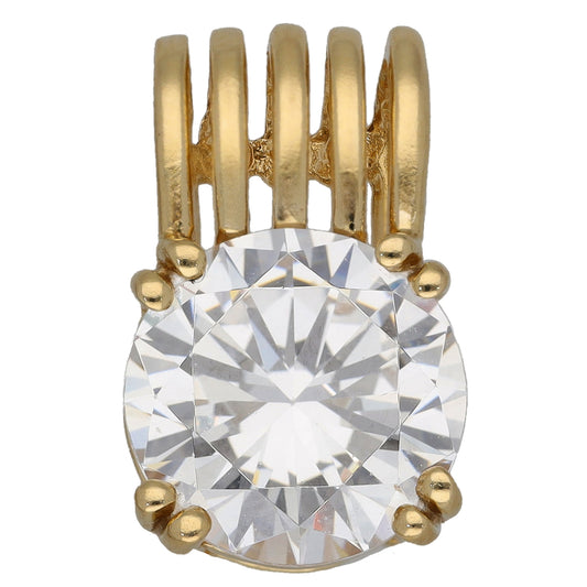 14ct Gold Cubic Zirconia Single Stone Pendant