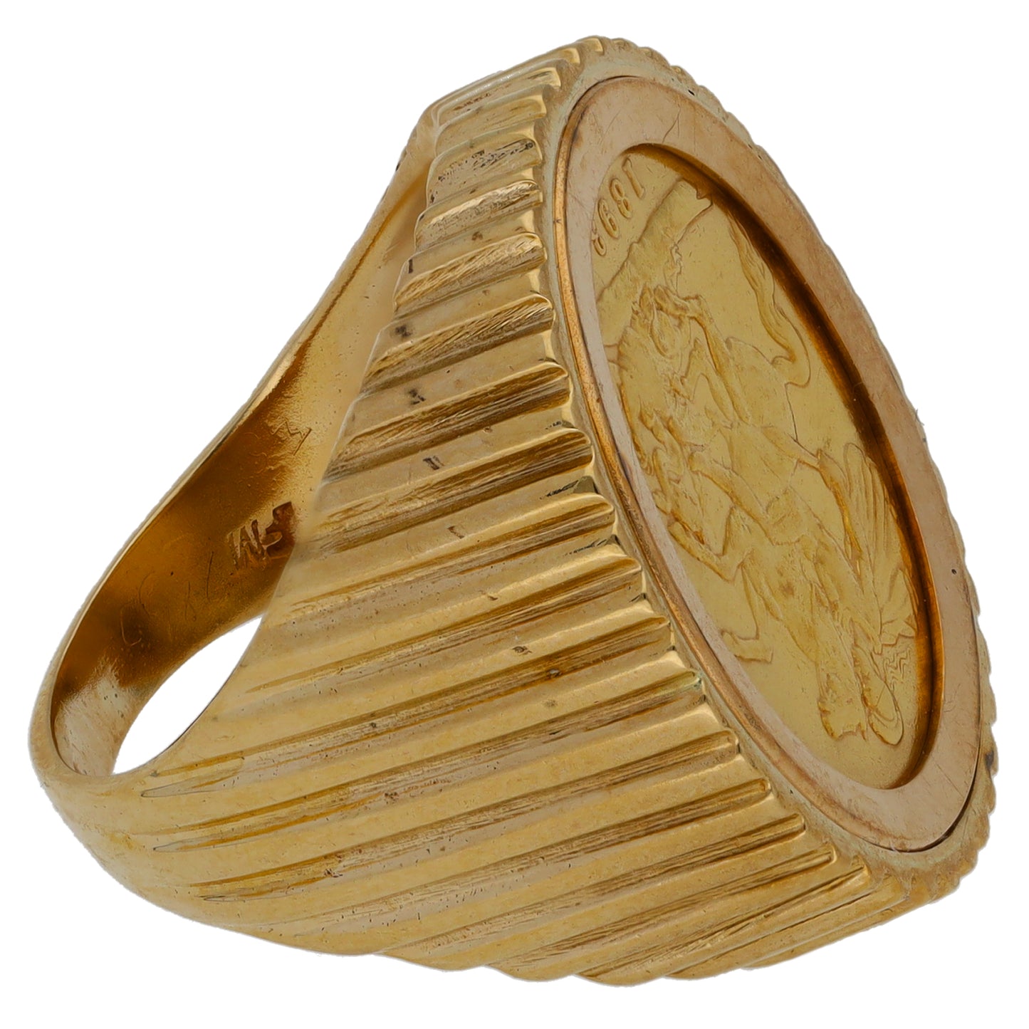 9ct Gold Half Sovereign Coin Ring Size K