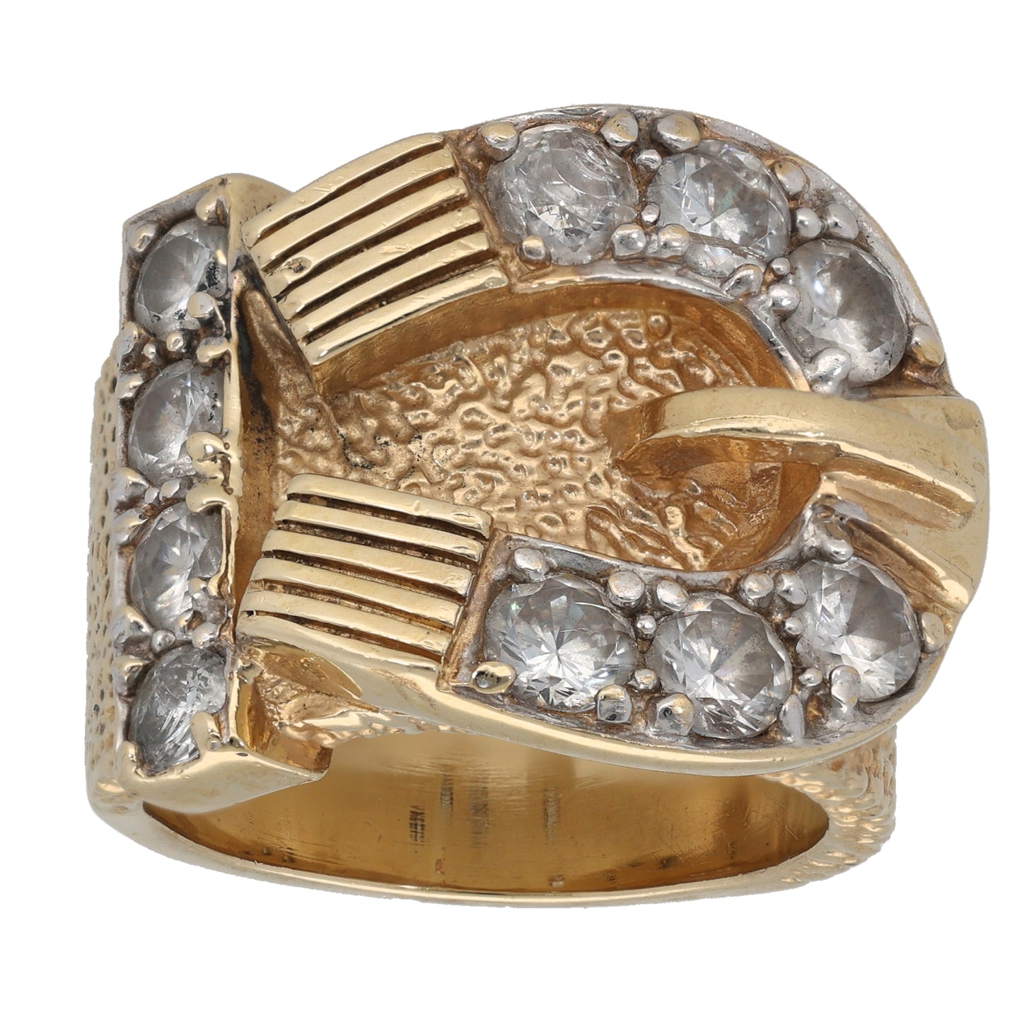 9ct Gold Cubic Zirconia Buckle Ring Size W
