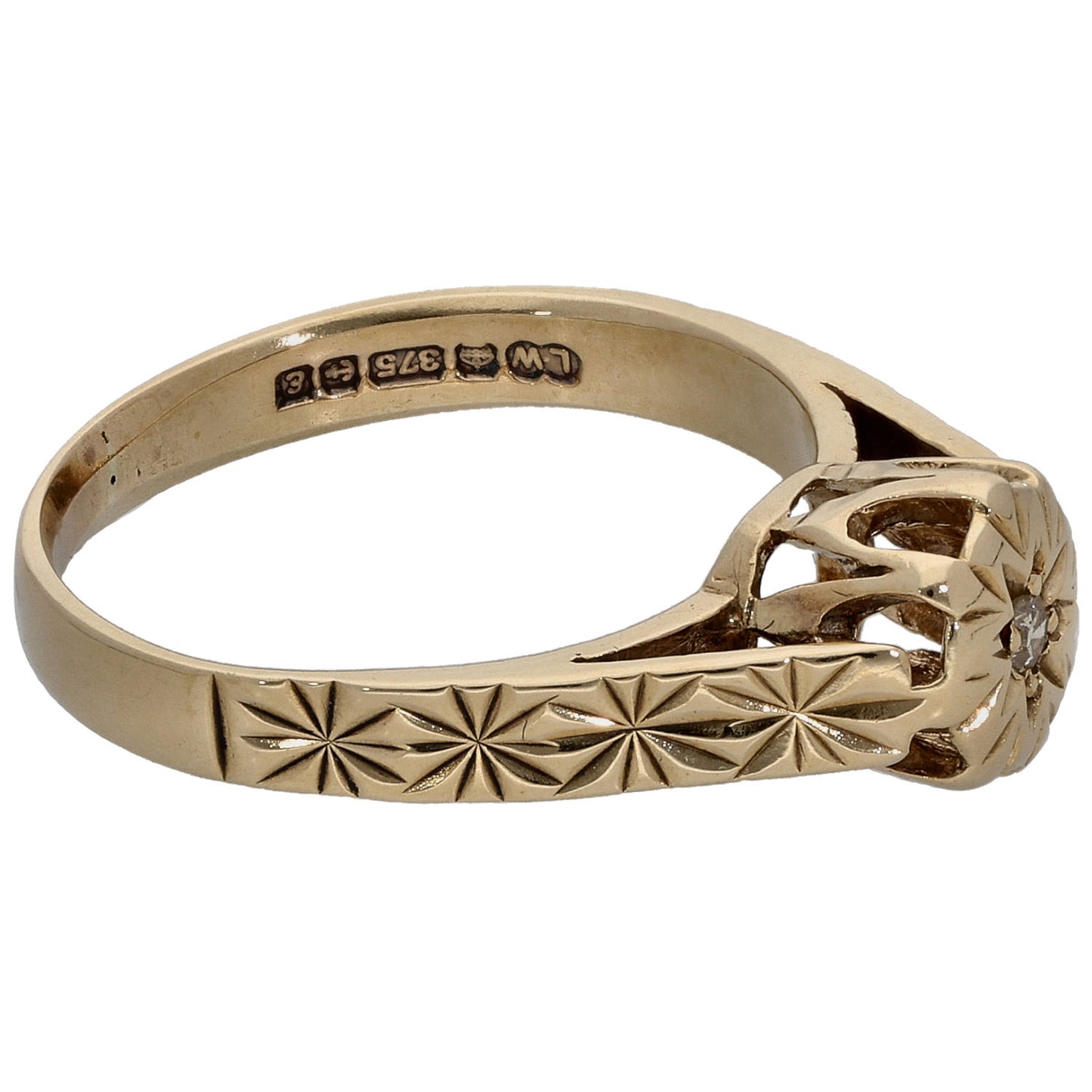 9ct Gold 0.02ct Diamond Solitaire Ring Size M