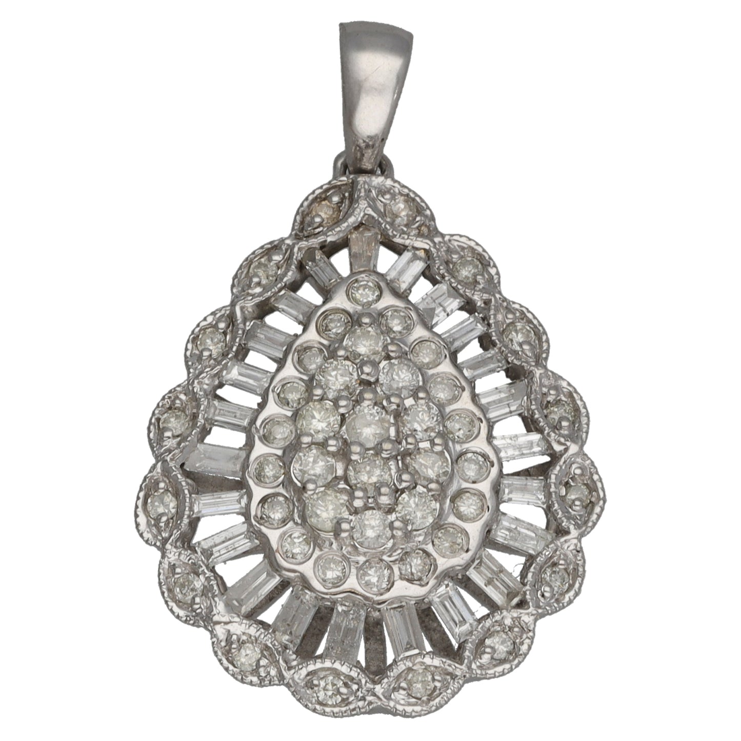 9ct White Gold 1.00ct Diamond Cluster Pendant