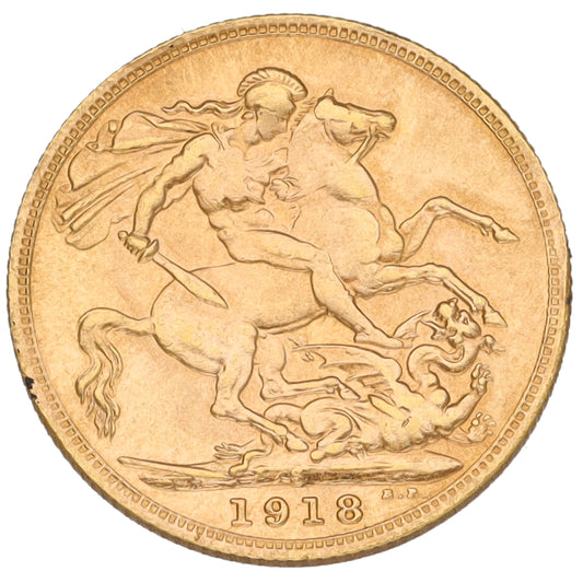 22ct Gold King George V Full Sovereign Coin 1918