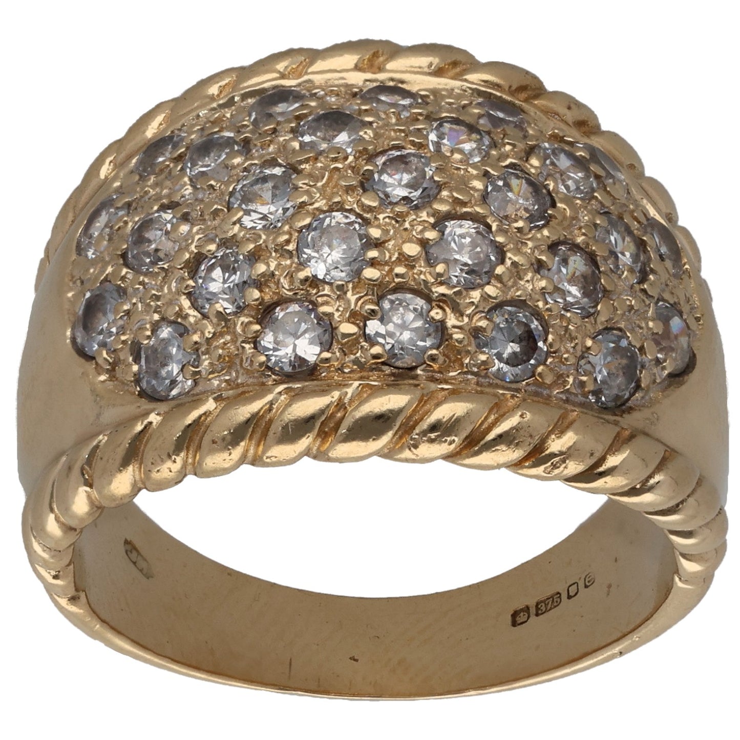9ct Gold Cubic Zirconia Dress/Cocktail Ring Size P