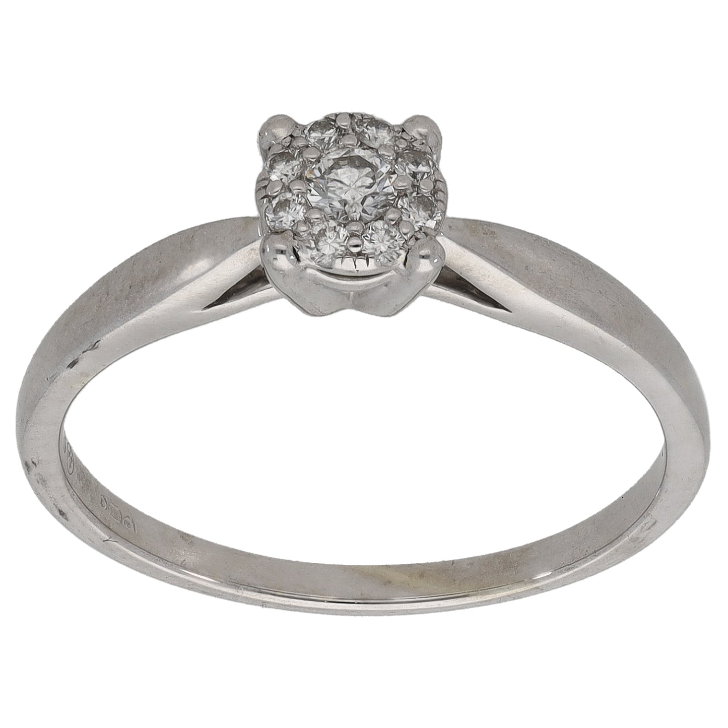 9ct White Gold 0.13ct Diamond Cluster Ring Size N