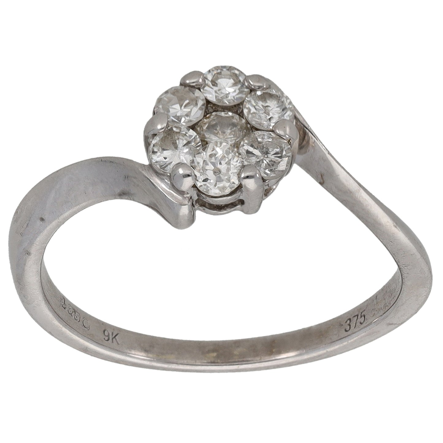 9ct White Gold 0.35ct Diamond Cluster Ring Size P