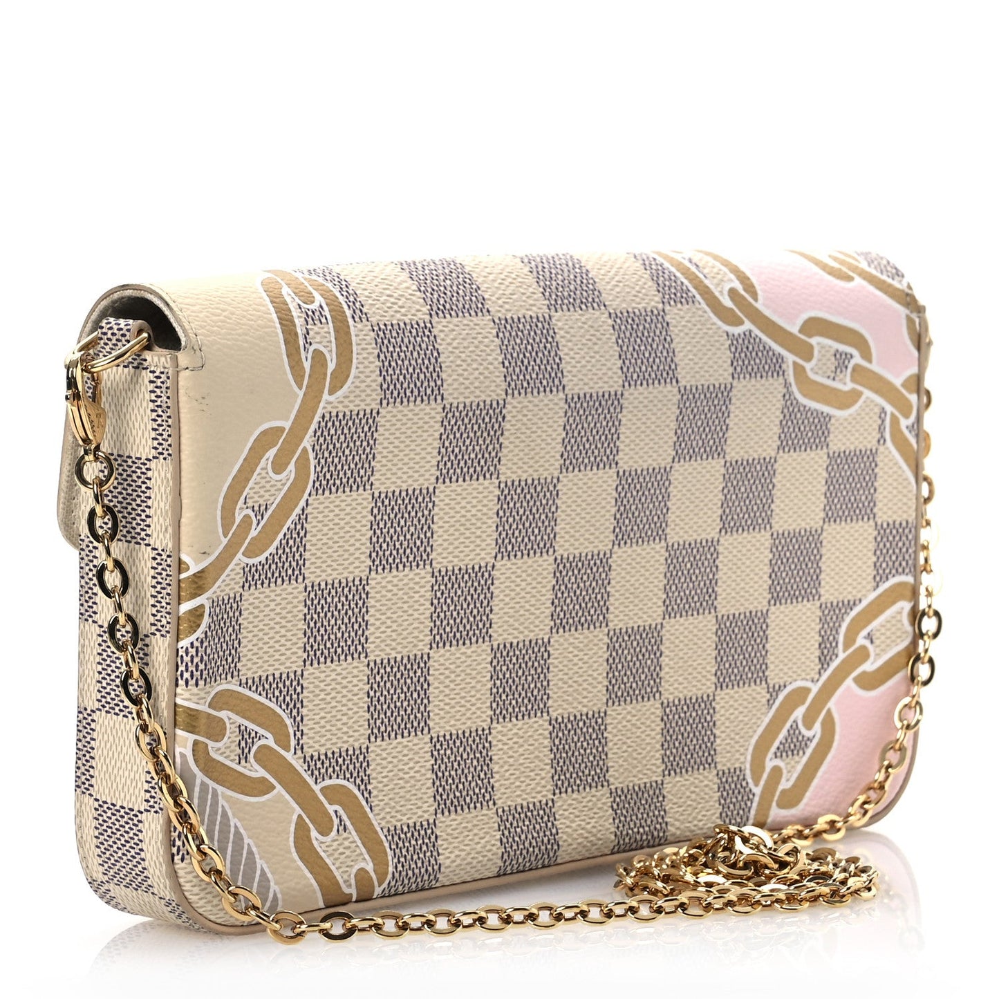 Louis Vuitton Nautical Pochette Felicie Damier Azur Coated Canvas Bag - White